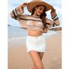 Spring/summer New Women's Cut-out Stripe Stitching Foreign Trade Sexy Bikini Beach Blouse