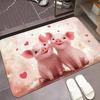 Cute Pig Door Mat - Adorable Cartoon Pigs with Hearts, Soft Non-Slip Entrance Rug, Sweet Home Decor, Multiple Sizes