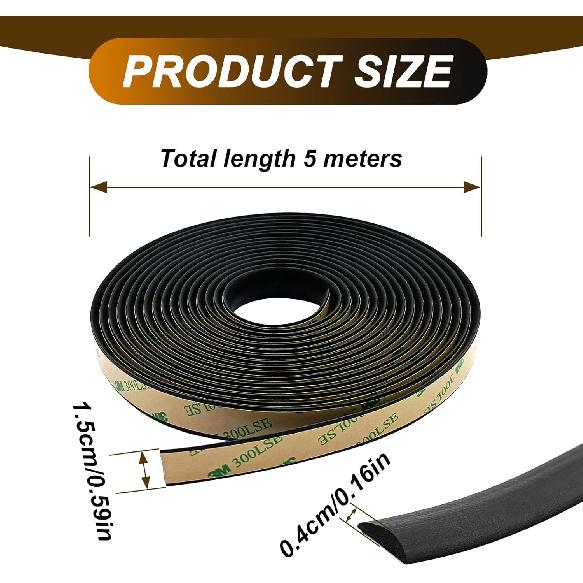 16.5FT/5M Car Windshield Seal Strip & Sunroof Rubber Seal, Universal Automotive Weather Stripping Seal Strip for Car Front Rear Windshield, Sunroof,
