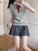 Japanese School-Style Embroidered V-Neck Knitted Vest for Women