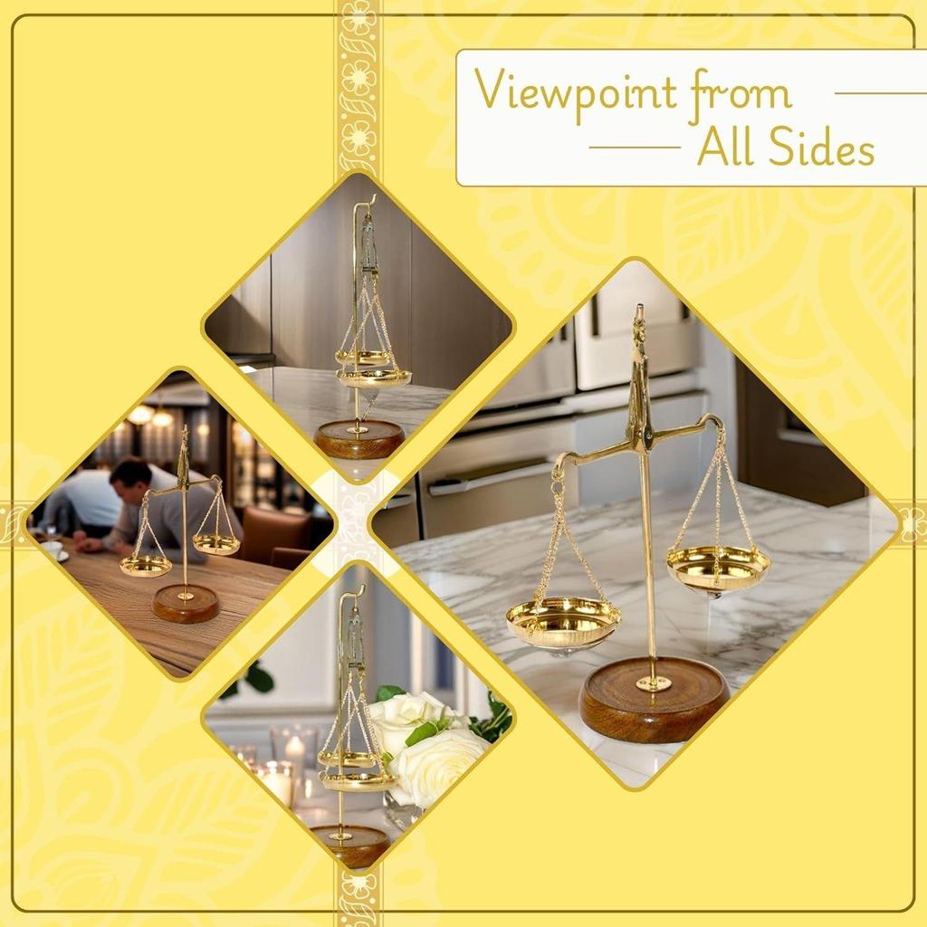 Metal Brass Tarazu Showpiece - Symbol of Law & Justice, Decorative Weighing Scale (6 X 2.5 X 6.5 Inches)