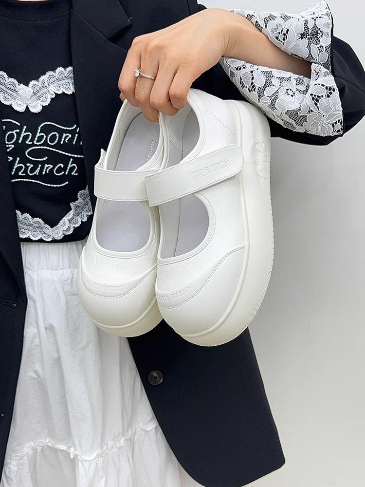 

Mary Jane Xiaobai shoes women s 2025 summer new shallow breathable single shoes small height increase casual sports board shoes 40 белый