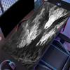 Black White Angel Wing Large Gaming Desk Mat Non Slip Rubber Mousepad Stitched Edge Laptop Keyboard Mat Dark Gothic Ink Art