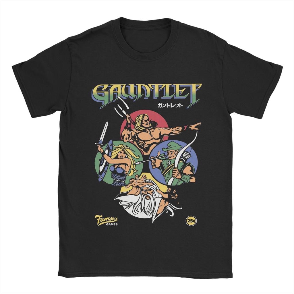 Gauntlet Retro Game T-Shirt Herren 100% Baumwolle Tolles T-Shirt Rundhals T-Shirts Kurzarm Oberteile Große Größen