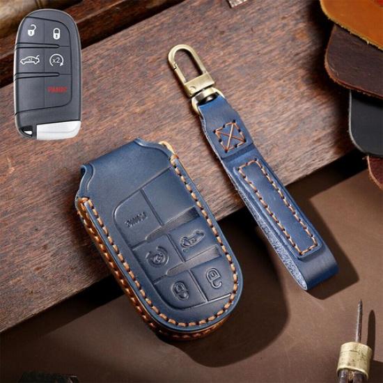 Leather Smart Remote Key Case Fob Cover For Jeep Cherokee Compass Grand Cherokee