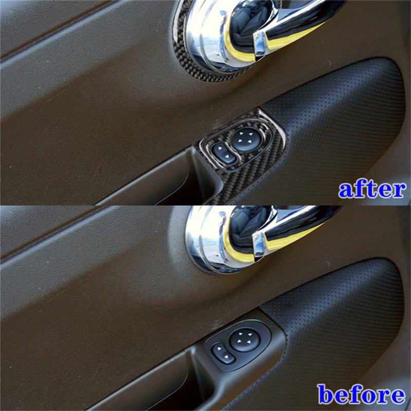 Carbon Fiber Interior Door Button Panel Decoration Cover Trim Sticker For Fiat 500 2012-2015 Car Styling Accessories