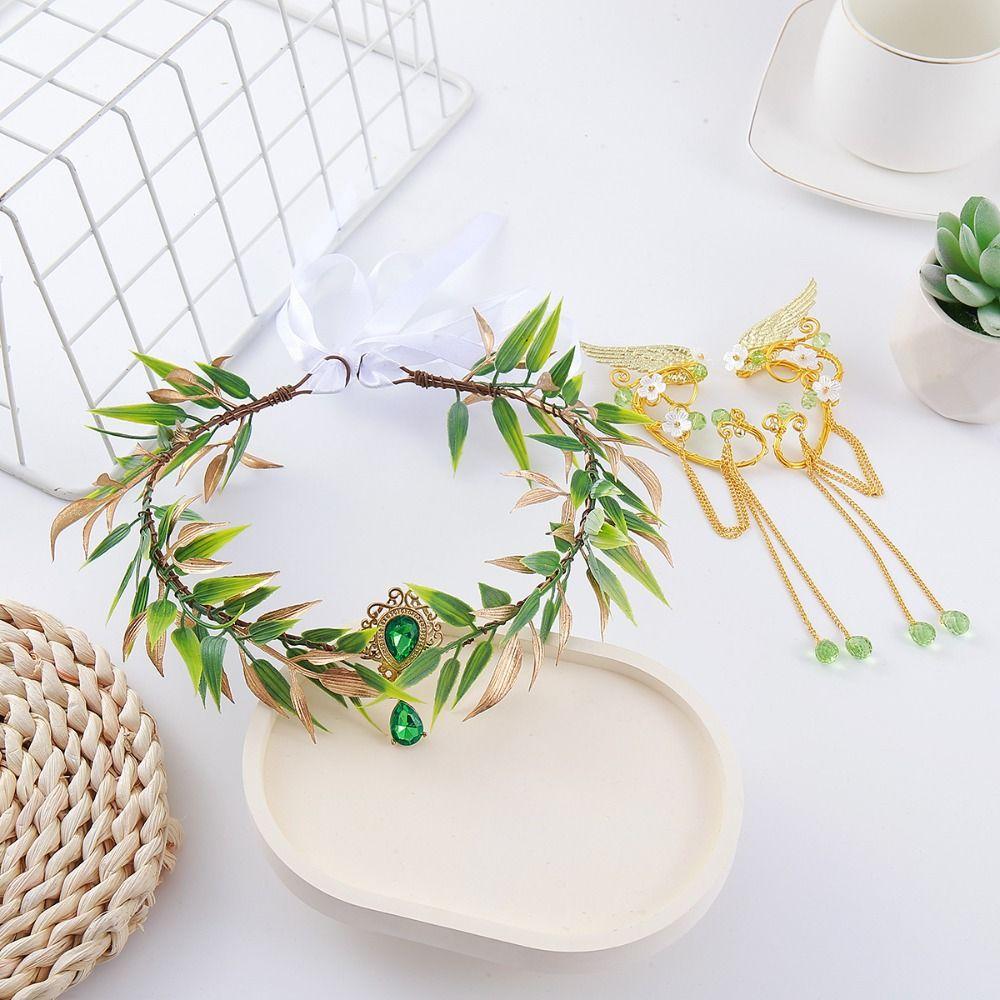 Vintage Flower Fairy Flower Leaf Crown Leaf Garland Elven Princess Tiara Boho Elf Headpiece for Cosplay Photoshoot Wedding