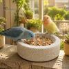 Kleine Papegaai Voederstation Puimsteen Kom, Morsbestendige Vogel Waterbak Mess-Free Voedselbak Kooi Verzwaarde Schotel voor Agapornissen Conures Natuurlijk