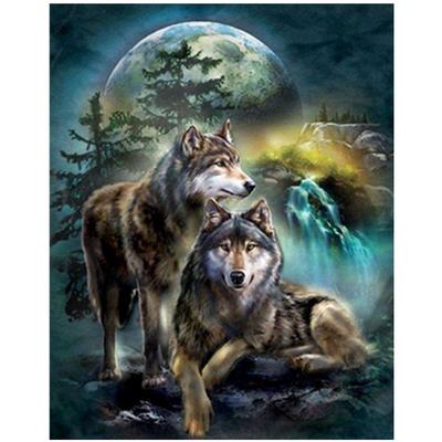 Full 5D Diy Diamond Painting Moon and Wolf výšivka Cross Stitch Home Decor Ručně vyrobený dárek
