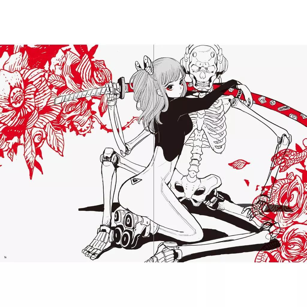 Brandneues Japan Kunstbuch „Acky Bright B/W“ – Erste kommerzielle Illustrationssammlung – Monochromatische Werke MANGA