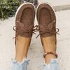 Fashion Autumn New Flat Single Shoes Women's Fashion Round Head Suede Front Lacing Soft Sole Anti-slip Wear-resistant Low-top Shoes