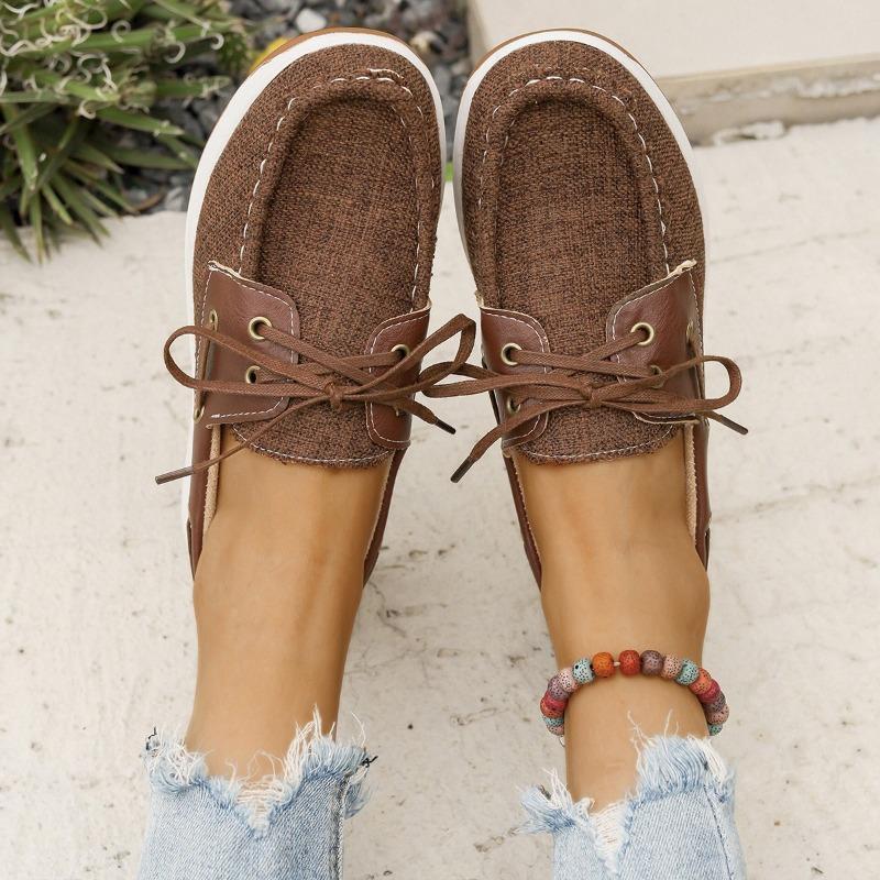 Fashion Autumn New Flat Single Shoes Women's Fashion Round Head Suede Front Lacing Soft Sole Anti-slip Wear-resistant Low-top Shoes