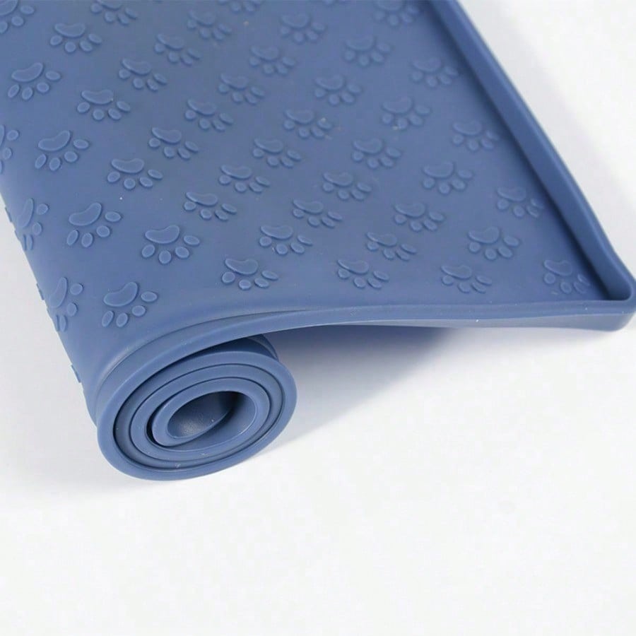Silicone pet placemat anti-spill dog cat food mat foldable paw print cat and dog supplies pet feeding mat