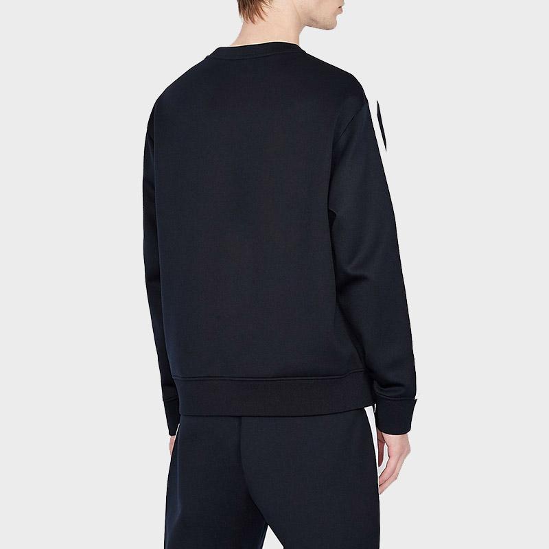 Armani Exchange Color Block Letter Crew Neck Sweatshirt Men Sweatshirts Deep-Navy-Blue 6KZMLR-ZJKQZ-1583