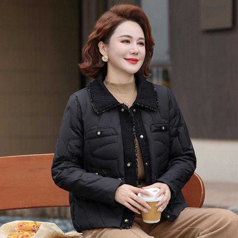 

Women s down jacket women s short warm autumn and winter new white duck down jacket 3XL [125-70kg recommended] чёрный