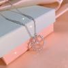 Heart Cut Cubic Zirconia Open Circle Floating Center Stone Pendant Women Clavicle Necklace