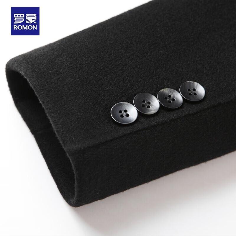 Luomon Męski Płaszcz Slim-Fit Dwurzędowy Długi z Mieszanki Wełny