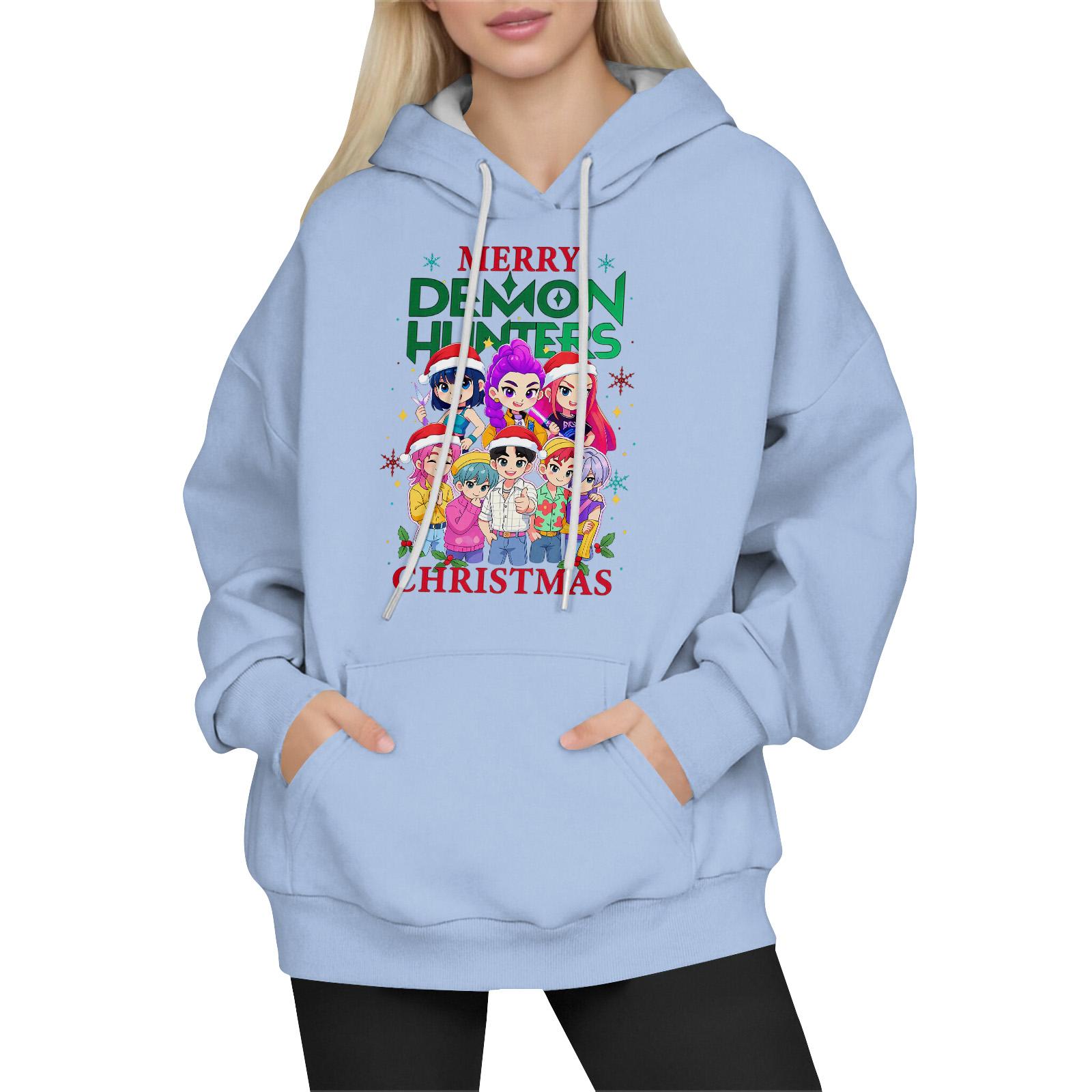 

Women s Fashion Long-Sleeve Pullover Hoodie with Fun Movie-Inspired Prints XXL