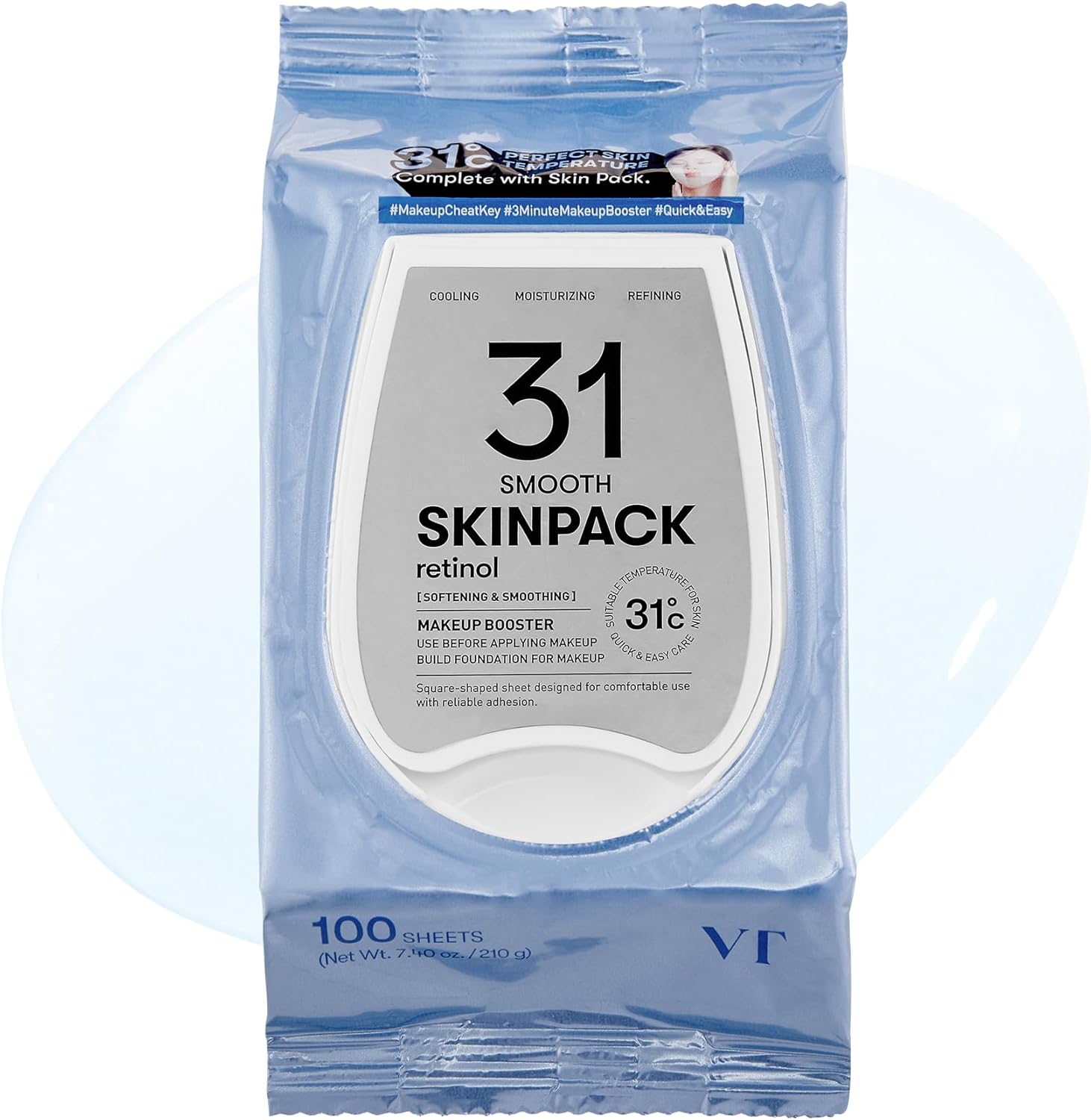 VT COSMETICS Smooth 31° Skin Pack 100 Sheets 210 g – Pore & Texture Smoothing Care
