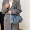 Borsa in Denim Vintage Borsa a Tracolla Multi-strato Borsa a Spalla da Donna