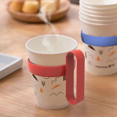 12Pcs Reusable Cup Coaster Enlarged Handle Anti-Scald Heat Insulation Elastic Buckle Reusable PP Plastic Cup Sleeves Hot Beverage Holder