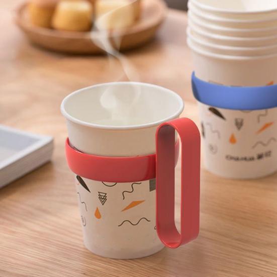 12 Pièces Sous-verre Réutilisable Poignée Élargie Anti-brûlure Isolation Thermique Boucle Élastique Manches Réutilisables en Plastique PP Porte-boissons Chaudes