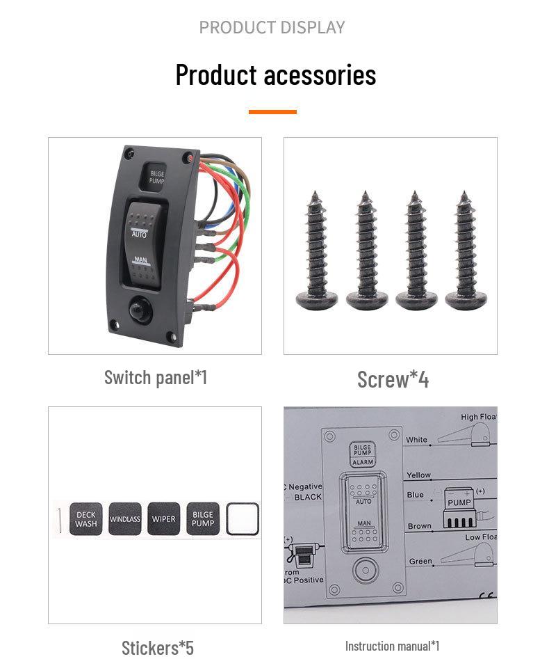 Three-Position ON-OFF-ON Bilge Pump Switch Panel