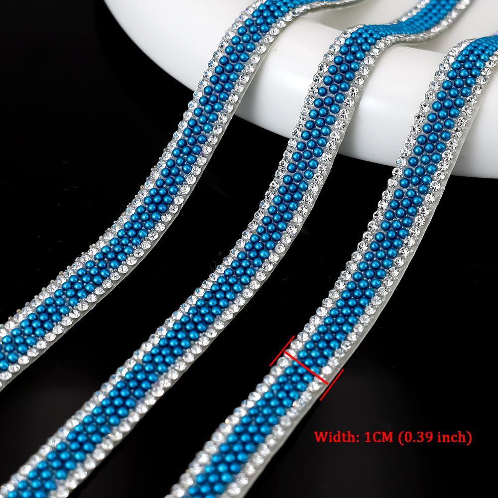 

10Yard Rhinestone Ribbons Glitter Crystal Diamond DIY Crafts Self Adhesive Pearl Roll Wedding Party Festival Gift Decoration 10Yard синий