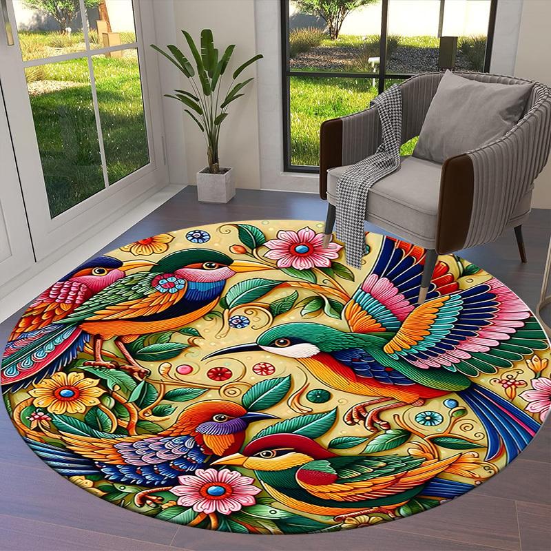 1pc Office Carpet Chair Mats Colorful Birds Floral Pattern Perfect for Decorating Office Chairs, Living Rooms, Or Bedrooms
