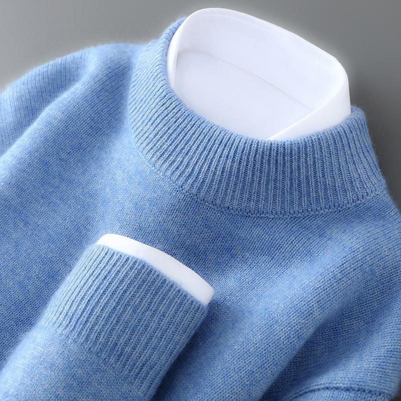

Men s 100% Pure Wool Half-High Neck Sweater - Autumn/Winter Loose Knit Cashmere Base Layer 2XL