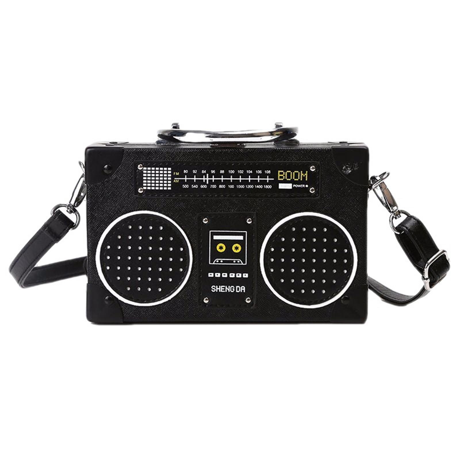 

Сумка-мессенджер в форме радио для женщин, плечевая сумка из искусственной кожи, сумка кроссбоди в форме кассеты, вечерняя сумка, сумочка, клатч чёрный