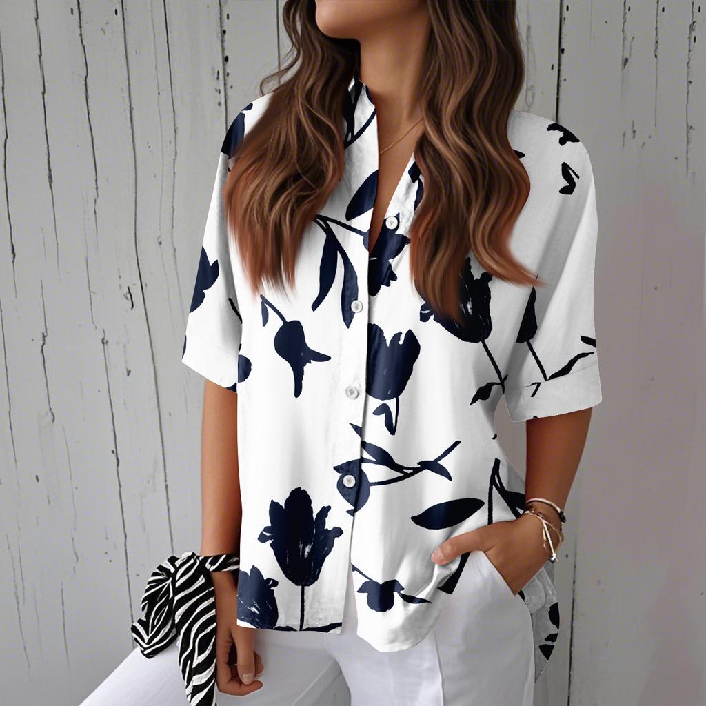 Button-Down-Hemden für Damen Leinen-Button-Down-Hemden Halbarm-Hemden für Damen Halbarm-Oberteile für Damen