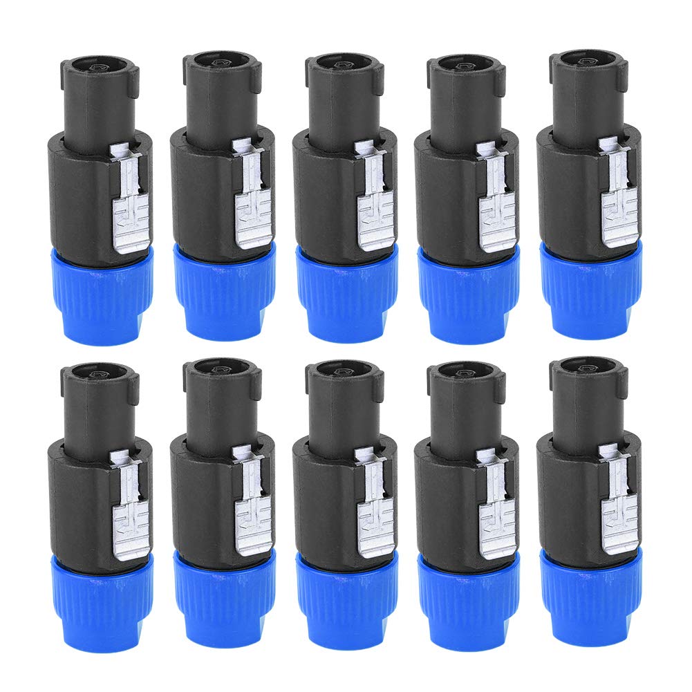 Fydun 10PCS C NL4FC Audio Speaker Connector, 4 Pin Speakon Plug, Blue