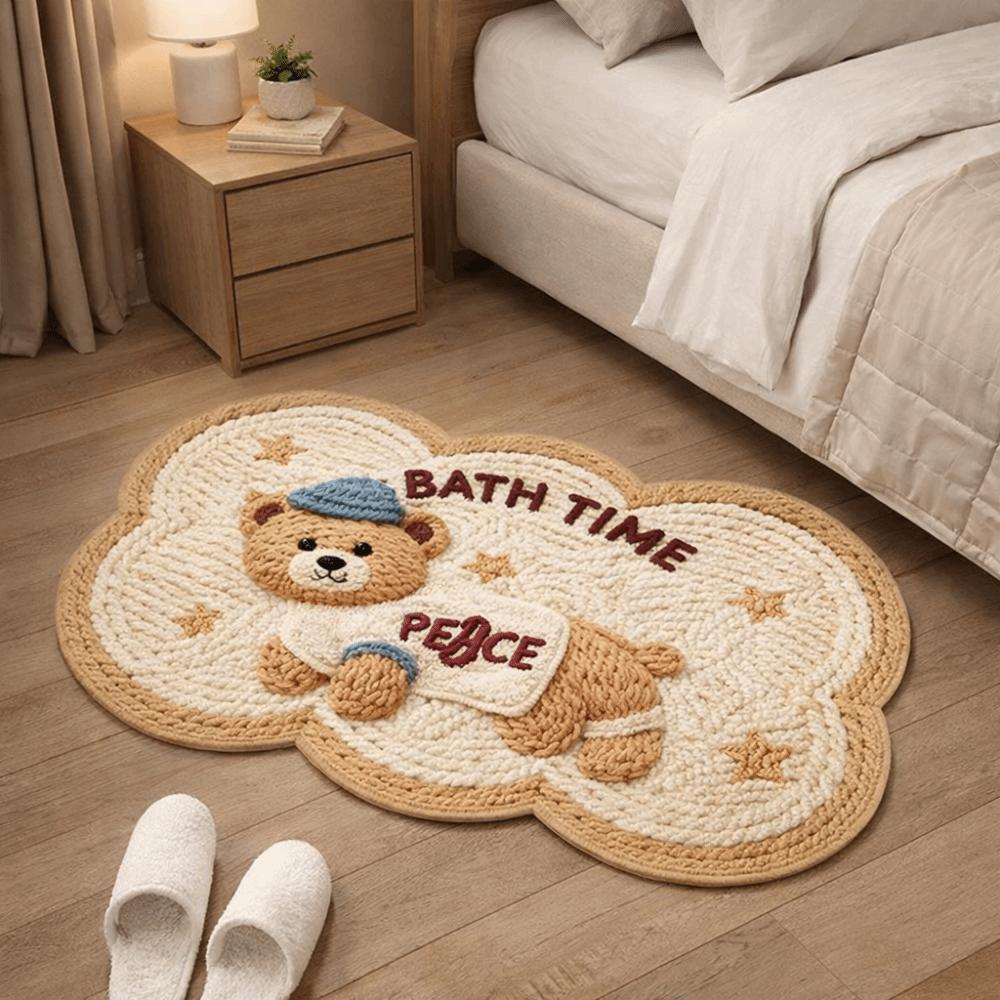 Foot Pad Anti Slip Cartoon Floor Mat Animal Pattern Soft Absorbent Rug Imitation Weaving Absorbent Kitchen Mats Living Room