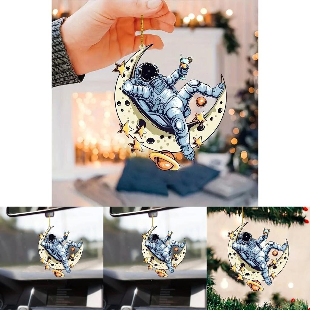 Cartoon Fun Astronaut Acrylic Pendant Unique Car Ornament For Vibrant Interior Accents