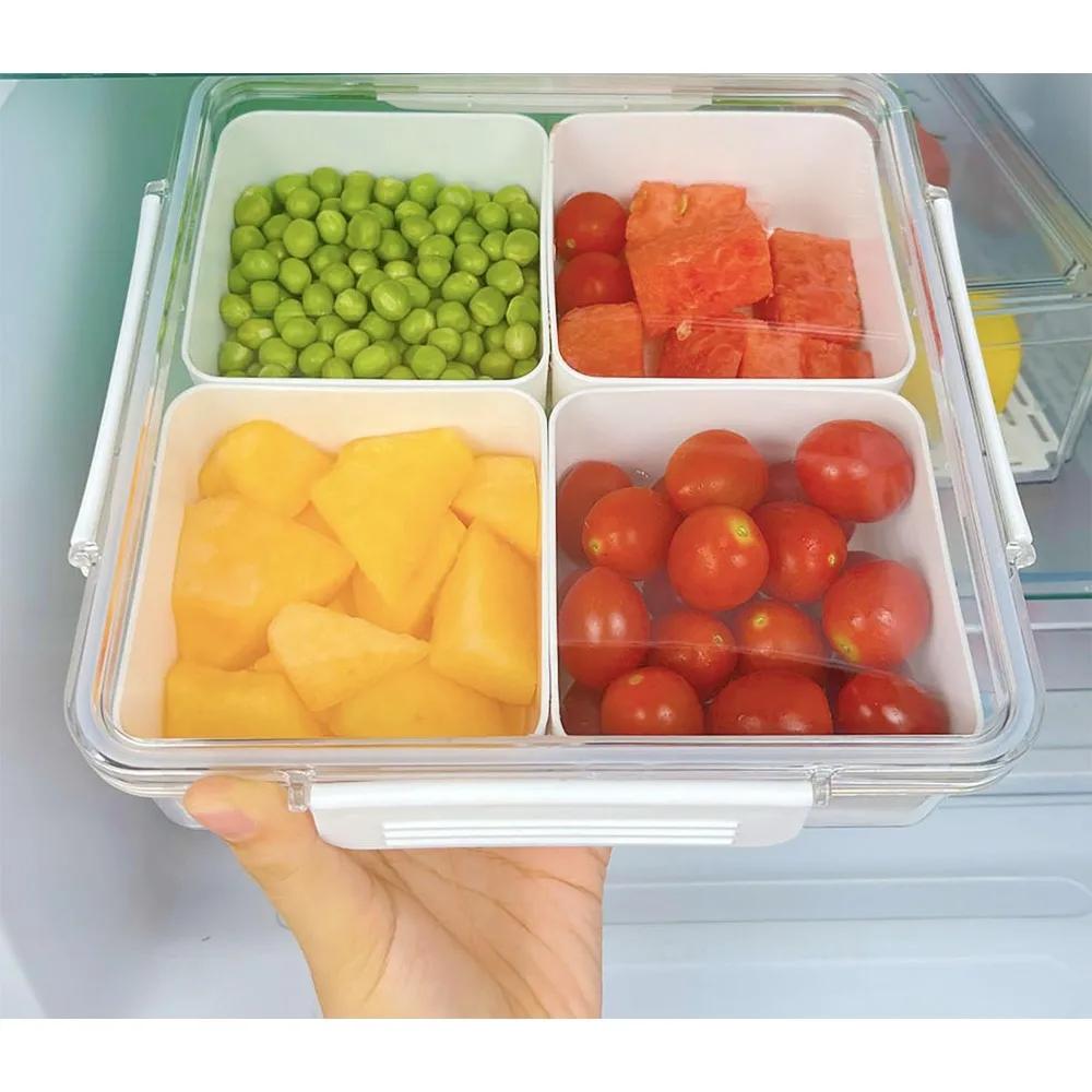 

Ланч-бокс с отделениями, тарелка для закусок с крышкой, органайзер-поднос для закусок, сладостей, орехов, пикника белый