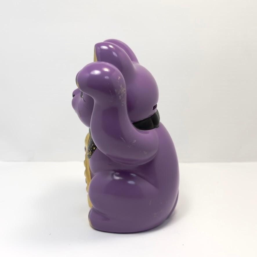Tokoname Ware Lavender Maneki Neko Left Hand 16cm Made in Japan