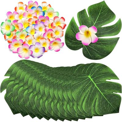 12 Pièces Fleurs Artificielles Feuilles de Palmier Simulation Plumeria Fleurs Fale pour Fête Tropicale Hawaïenne Décoration de Maison Décoration de Mariage
