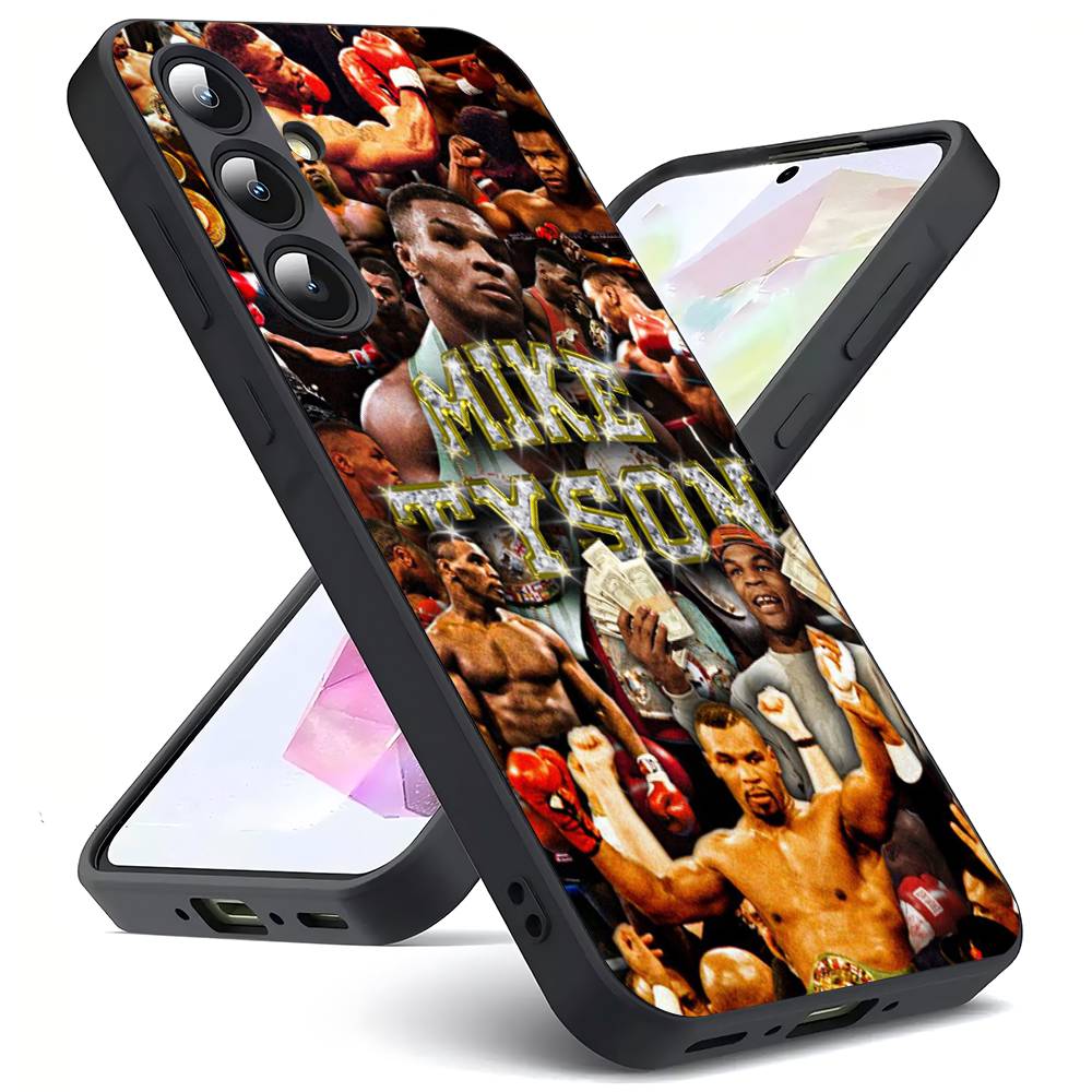 M-Mike T-Tyson Boxer Samsung Galaxy S24 S23 Ultra S22 S21 Plus S20 Schwarze Weiche Silikon Schutzhülle