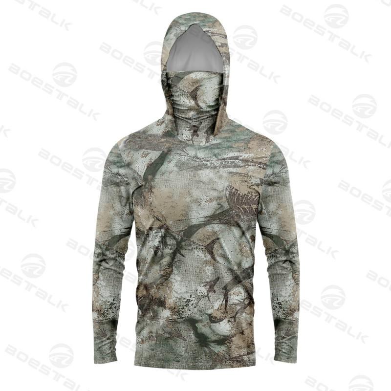 Mens Womens Fishing Shirt With Face Cover UV Protection Quick Dry Breathable Bamboo Fiber Boat Shore Sea Angling