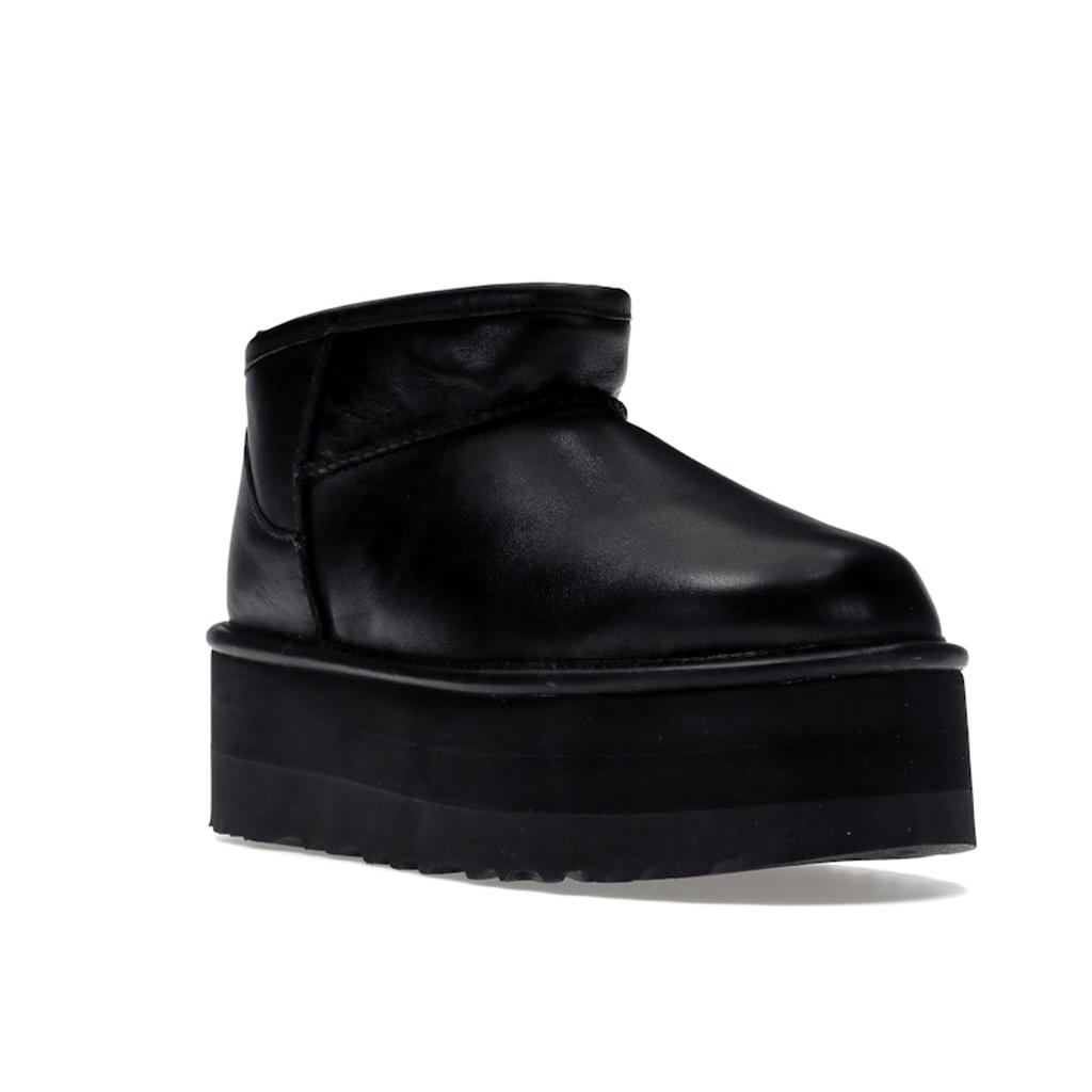 UGG Classic Ultra Mini Platform Boot Black Leather (Womens) Women Sneakers 1141510-BLLE