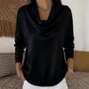 2026 Spring/Summer Women's Batwing Neck Casual Solid Long Sleeve Shirt