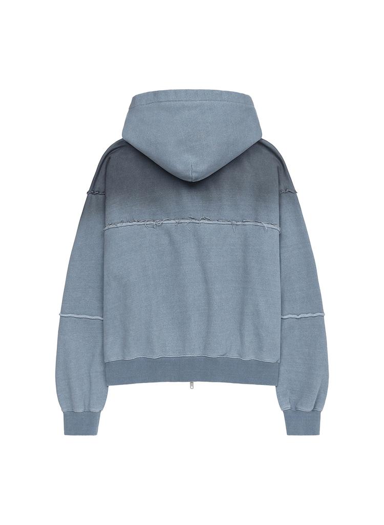 Dbetter Sprayed Pigment Zip-Up Hoodie (Spray Deep Blue)