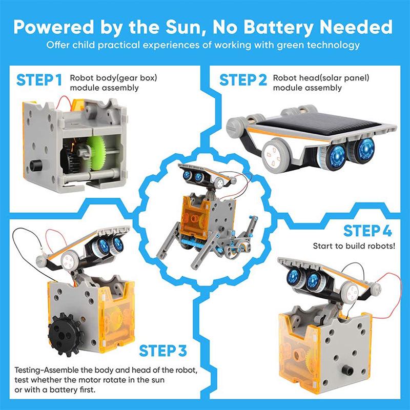 13-in-1 DIY Solar & Battery-Powered Robot Car Toy