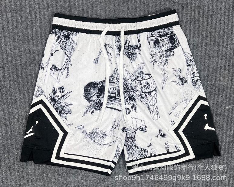 New 2026 summer loose and quick-drying men's AJ basketball shorts printed trendy sports casual pants source wholesale
