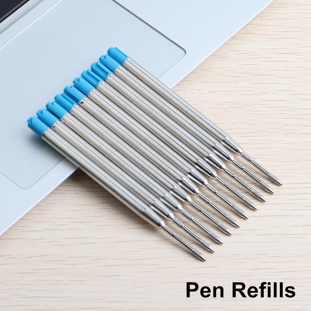 

5Pcs/Set Metal Ballpoint Pen Promotional Pens G2 Refill Blue Ink Automatic Ballpoint Pens Set for School Stationery Office Pen 10pcs blue refill
