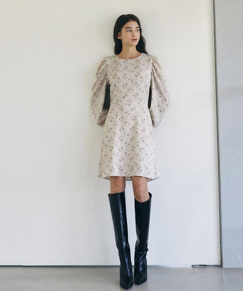 ADAUL Kami Flower Dress - Light Beige