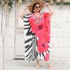 Boho V-Neck Beach Cover Up Dress Women Plus Size Lightweight Swimwear Overlay
