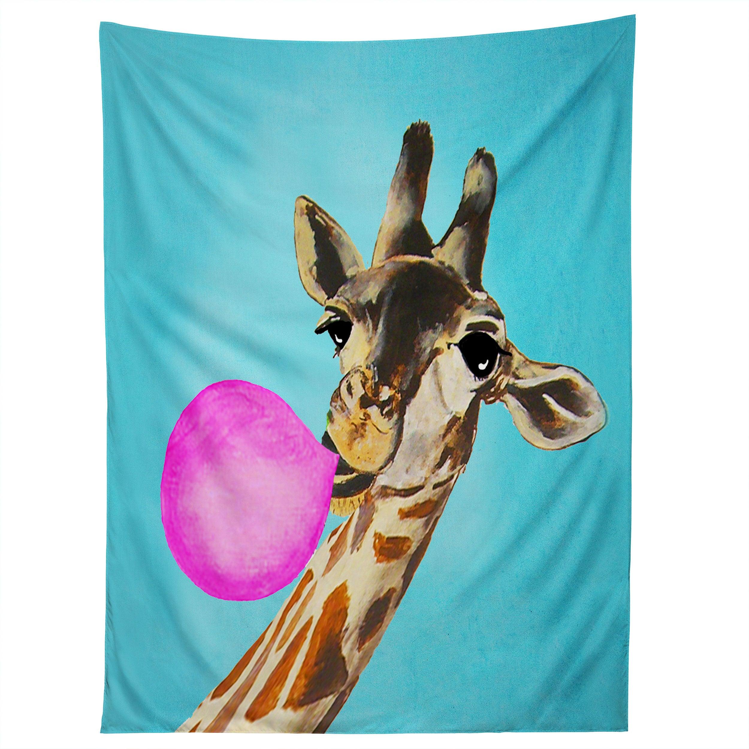 GIRAFFE BLOWING BUBBLEGUM tapestry 75x100