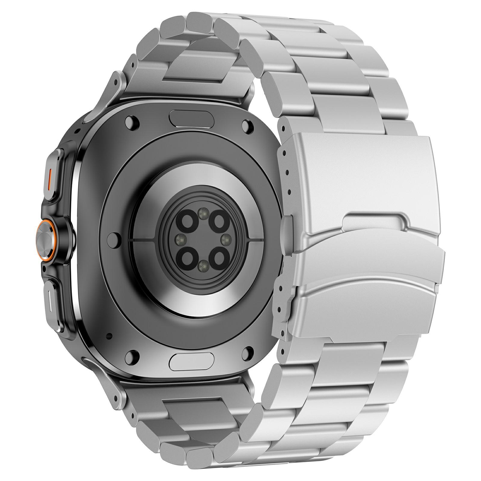 

Для Samsung Galaxy Watch Ultra 47мм Ремешок для часов Титановый сплав Трехрядный браслет Silver